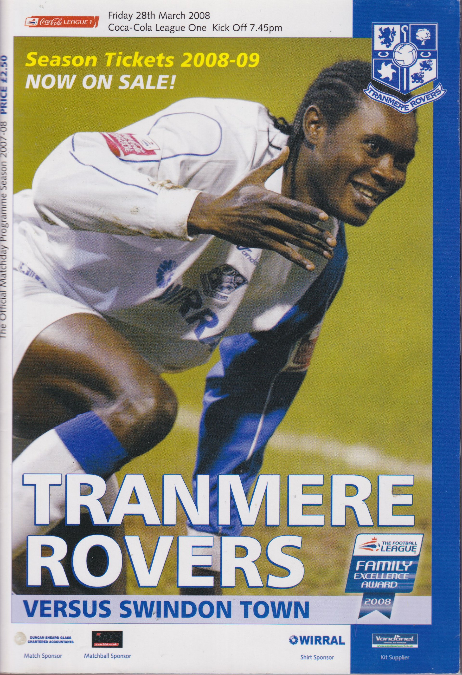 Tranmere Rovers v Swindon Town match programme